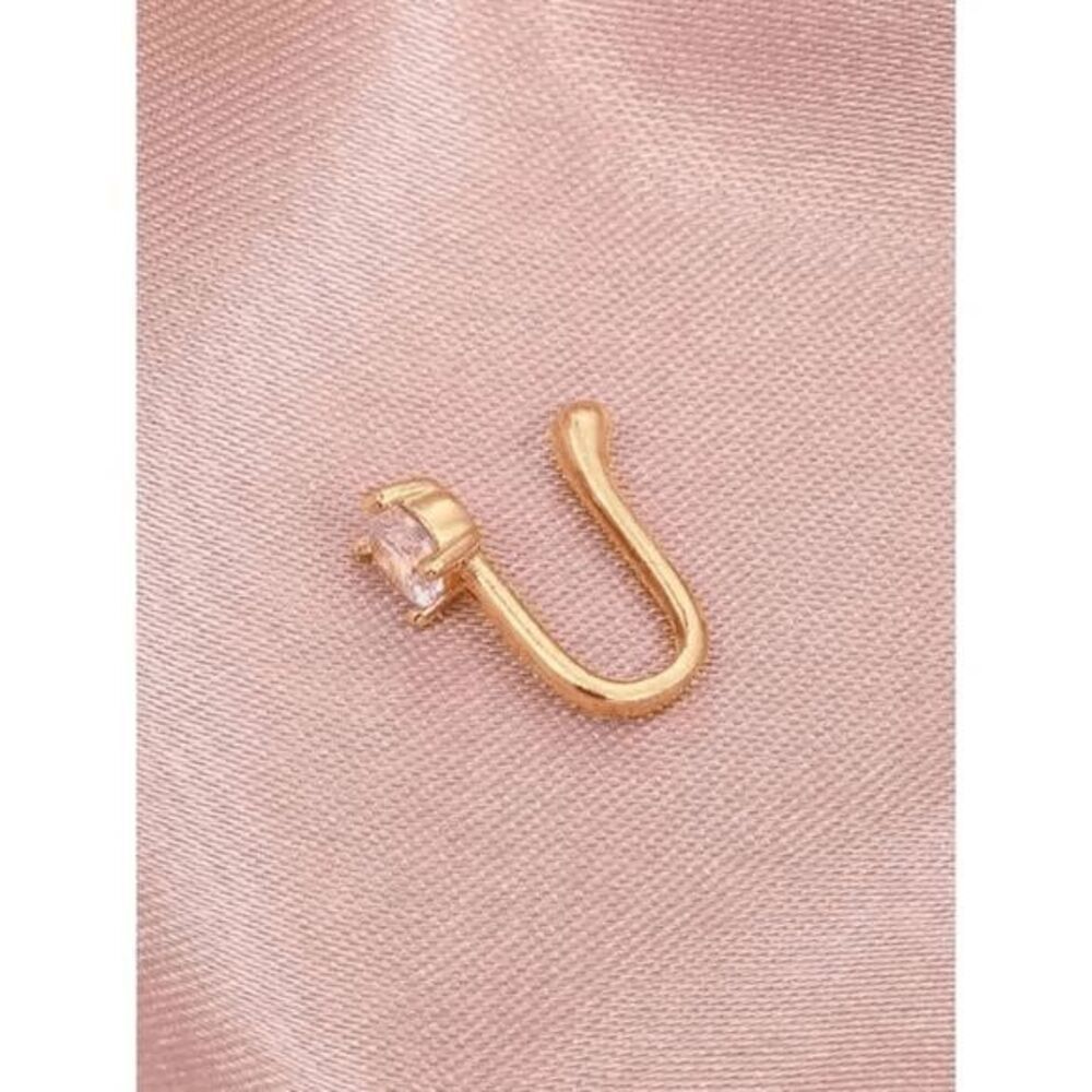 GOLD DIAMOND NOSE RING CUFF - Picture 3 of 6